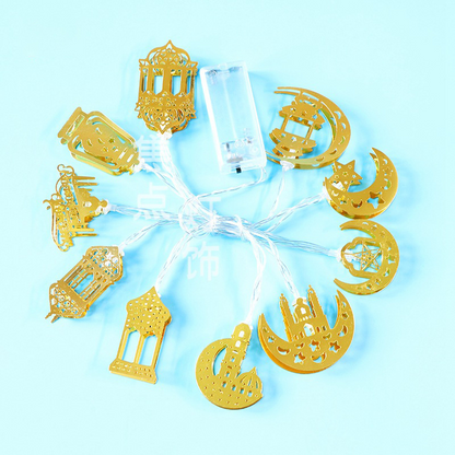 Avelena | Bunte LED Lichterkette – Dekorative Lichter mit Mond- und Laternenmotiven für Wohnung und Garten