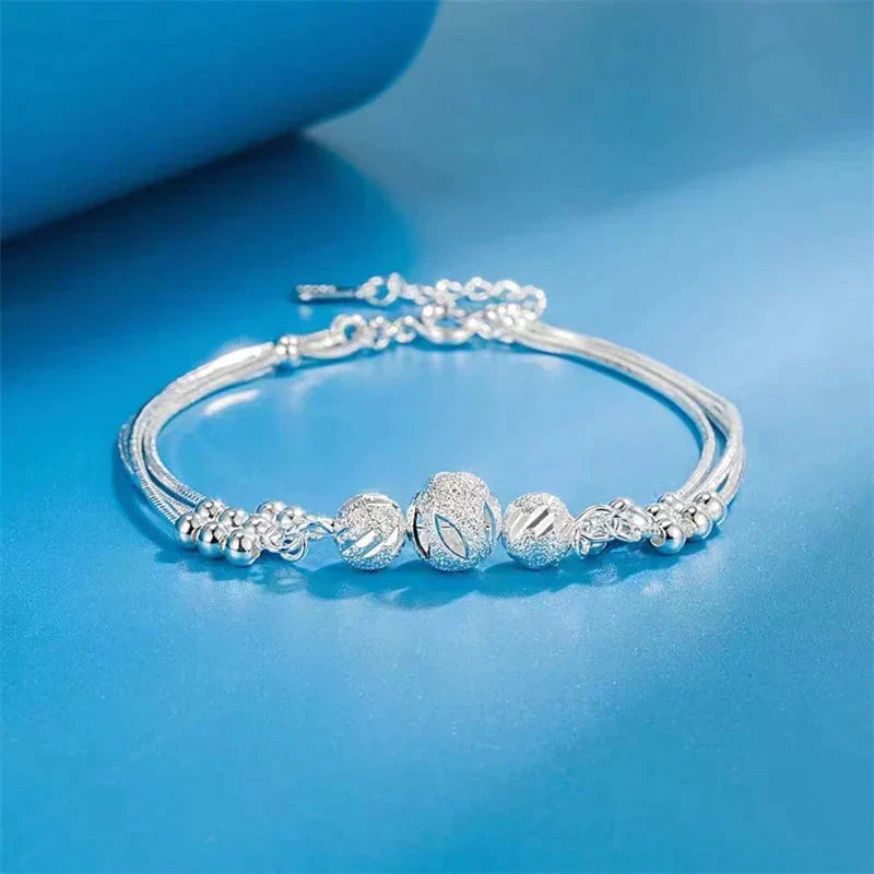 Avelena | Silberne Armband mit Mehreren Strahlenden Perlen