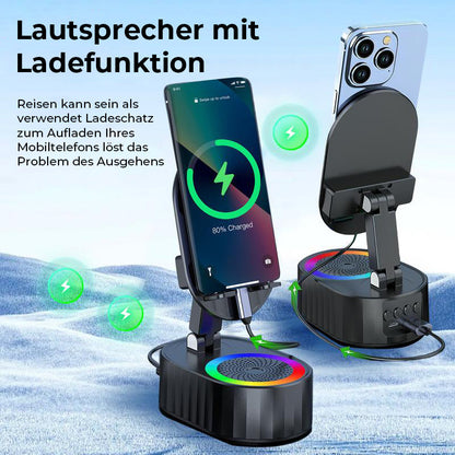 Avelena | Drahtloser Induktions-Audio-Bluetooth-Lautsprecher 5 in 1 Telefonhalterung