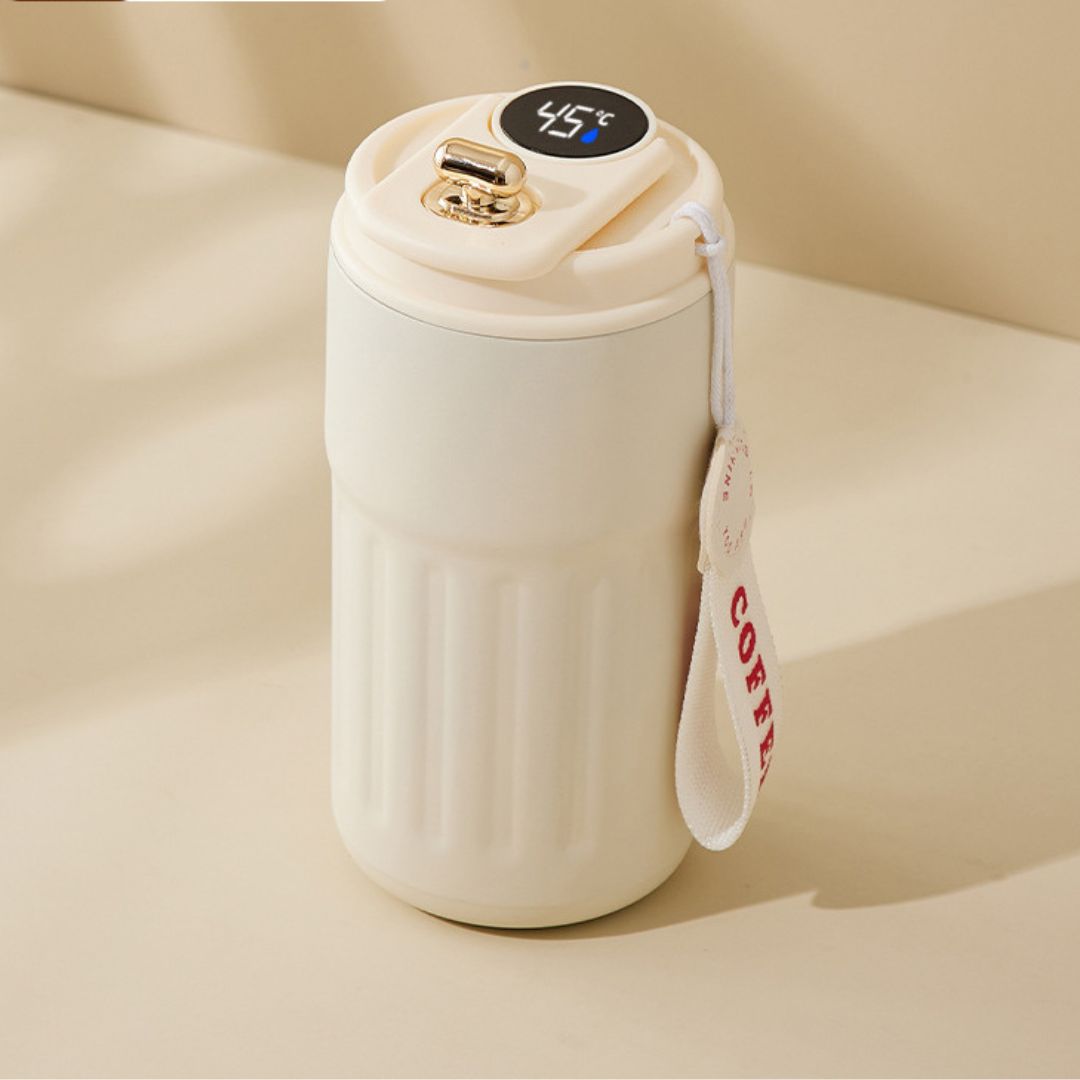 Avelena | Edelstahl  Kaffebecher mit LED Temperatur Anzeige 450 ML