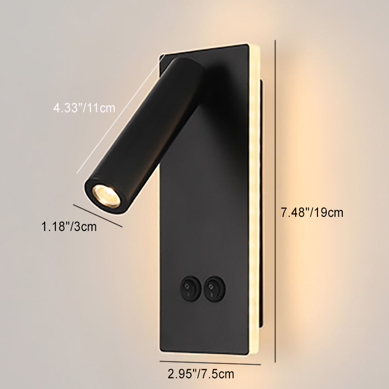 Avelena | Moderne Minimalistische Rechteckige Runde Eisen Aluminium LED Wandlampe Für Schlafzimmer