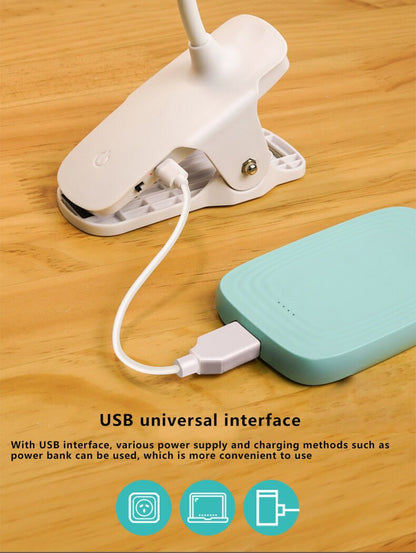 Avelena | Einfache LED Clip Schreibtischlampe wiederaufladbar Augenschutz Nachtlicht