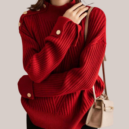Avelena | Gemütlicher Rollkragenpullover mit Knopfakzenten