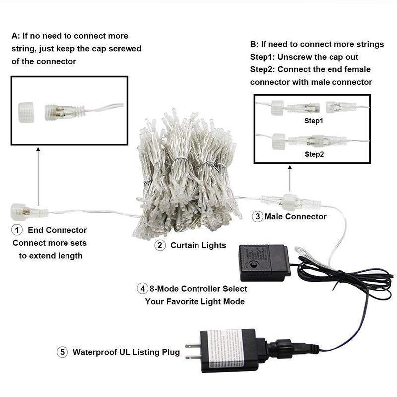 Avelena | Twinkle Star 300 LED Fenstervorhang Lichterkette