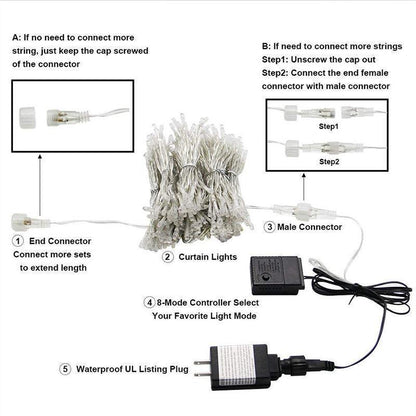 Avelena | Twinkle Star 300 LED Fenstervorhang Lichterkette