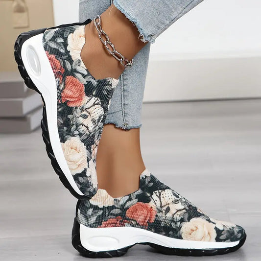 Chunky Sneaker mit Blumenmuster für Damen