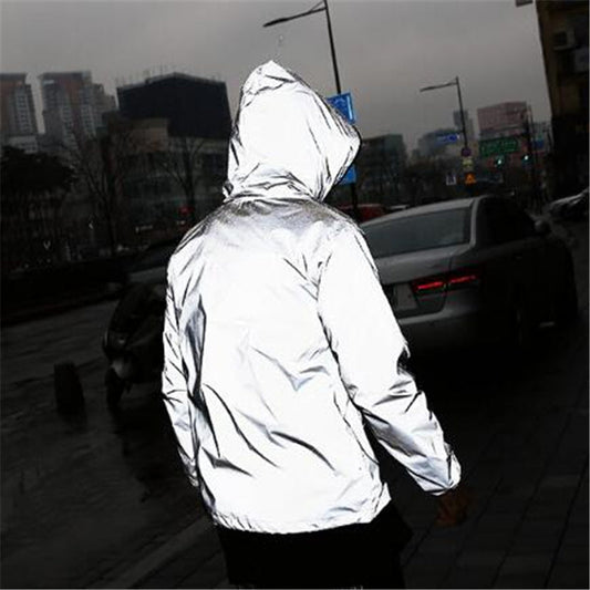 Stylisch Voll Reflektierend Wasserdicht Windjacke mit Kapuze Men