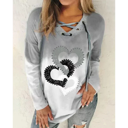 Avelena | Sweatshirt Jersey Casual Bedruckt Herz