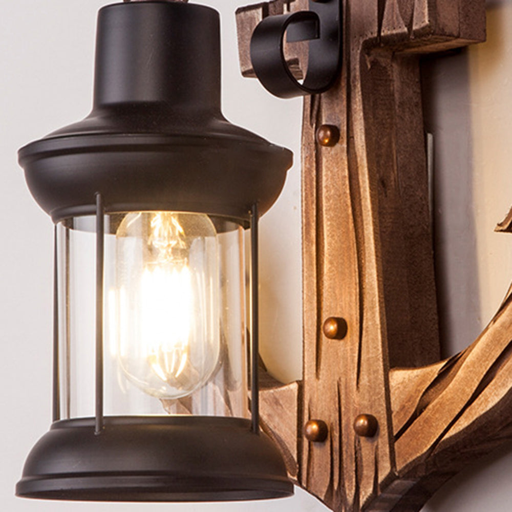 Avelena | Vintage Anker LED Wandleuchte - Industrie Metall & Holz für Esszimmer/Wohnzimmer