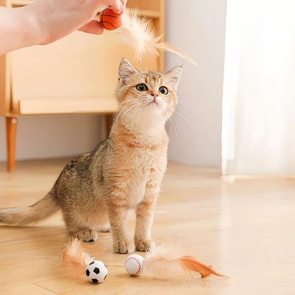 Avelena | Interaktiver Bouncing Ball für Katzen mit Federn
