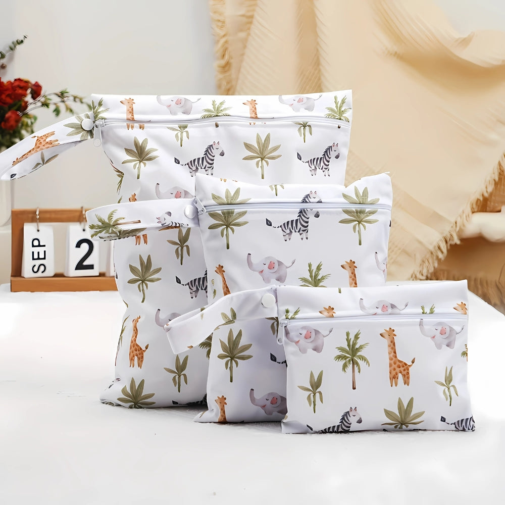 Avelena | Baby Zoo Safari Print Wiederverwendbare Nass-Trocken-Tasche | 3er Set