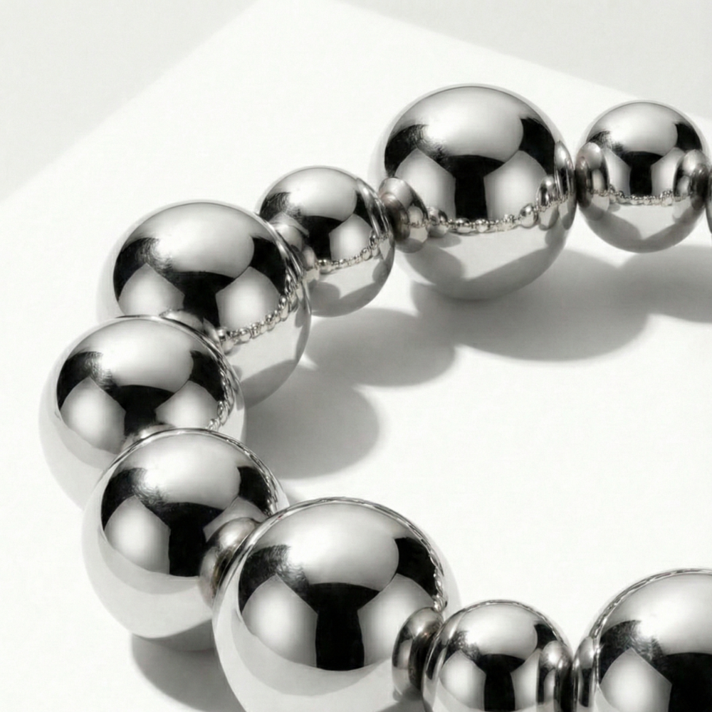 Damen Elastisches Kugelarmband in Polierter Silberoptik | Shop Nory