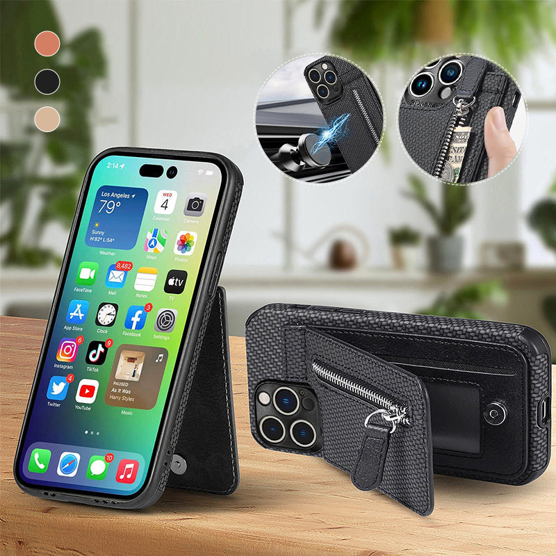 Avelena | Taschenbuchhülle Mit Reißverschluss Und Kreditkartenhalter Für Iphone