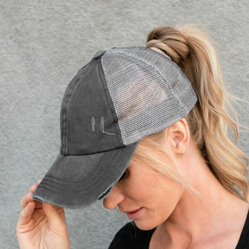 Avelena | Neue Mesh Cross Outout Pferdeschwanz Baseballcap