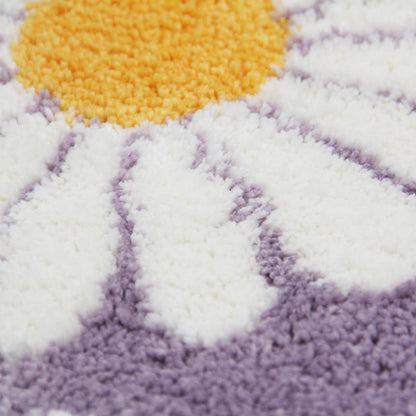 Avelena | Feblilac Süße Gänseblümchen Badematte, Lila Blumenteppich Badezimmer