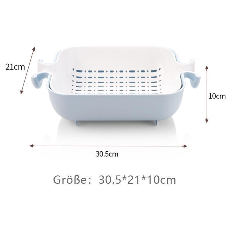 Avelena | Doppelschicht Flip-Drain-Korb, Obst- und Gemüsekorb aus Kunststoff, Tropfkorb