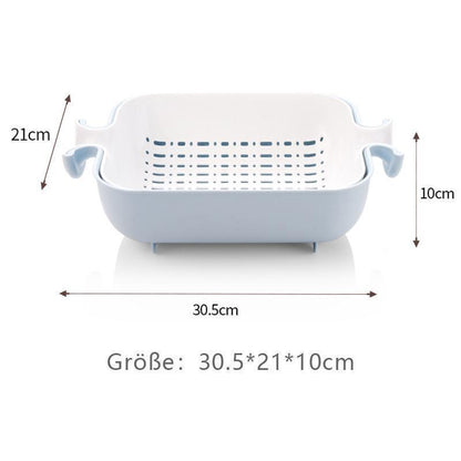 Avelena | Doppelschicht Flip-Drain-Korb, Obst- und Gemüsekorb aus Kunststoff, Tropfkorb