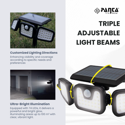 Avelena | Solar-powered outdoor lights – Panta Trio with motion sensor for garden & security lighting