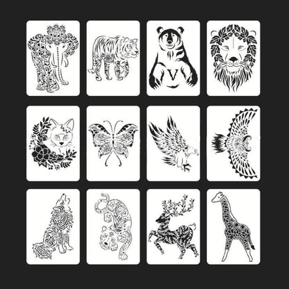 Avelena | Fast Draw Schablonenkunst Vorlagen - 12 Blätter/Set
