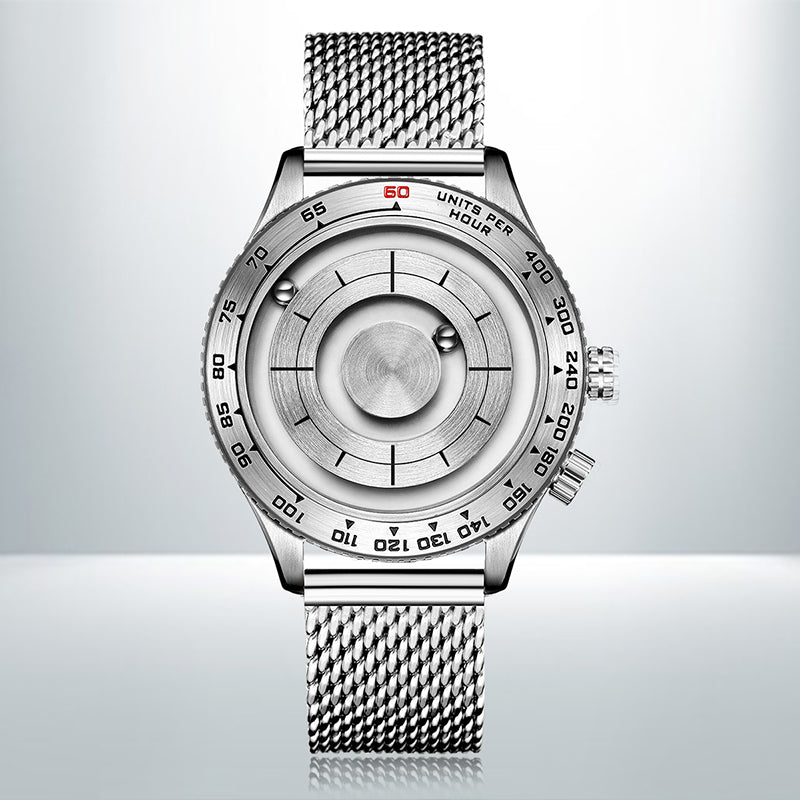 Avelena | Coole magnetische Schwebenuhr für Herren, mit No-Mirror-Design, Quarzwerk, Stahlarmband & wasserdicht