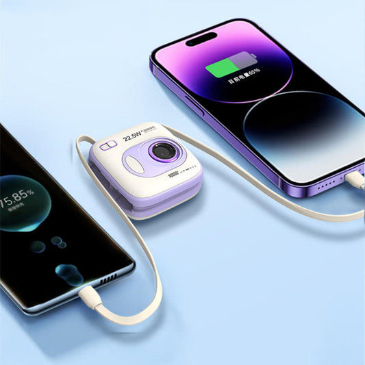 Avelena | Dual Fast Charge Digital Display Slim 10000mAh Tragbare Powerbank mit integrierten Kabeln