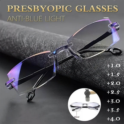 Avelena | 2024 neue hohe Härte Anti-Blau Licht Saphir Lesebrille Dual Focus Intelligente Lesebrille