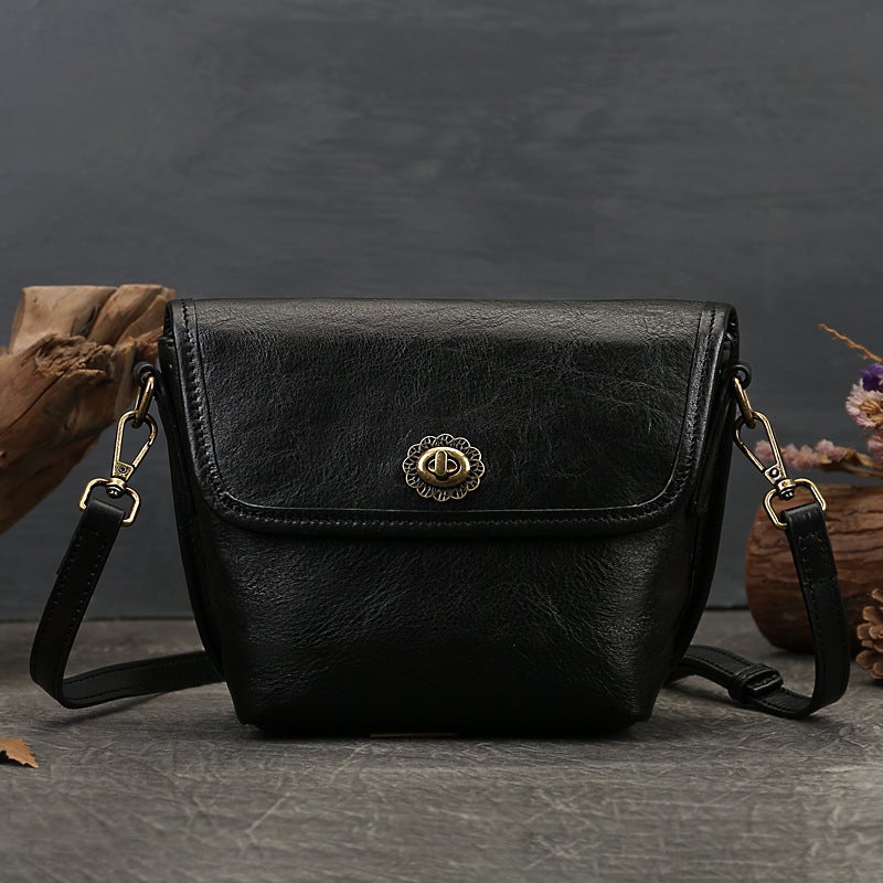 Avelena | Retro Einfarbige Leder Umhängetasche