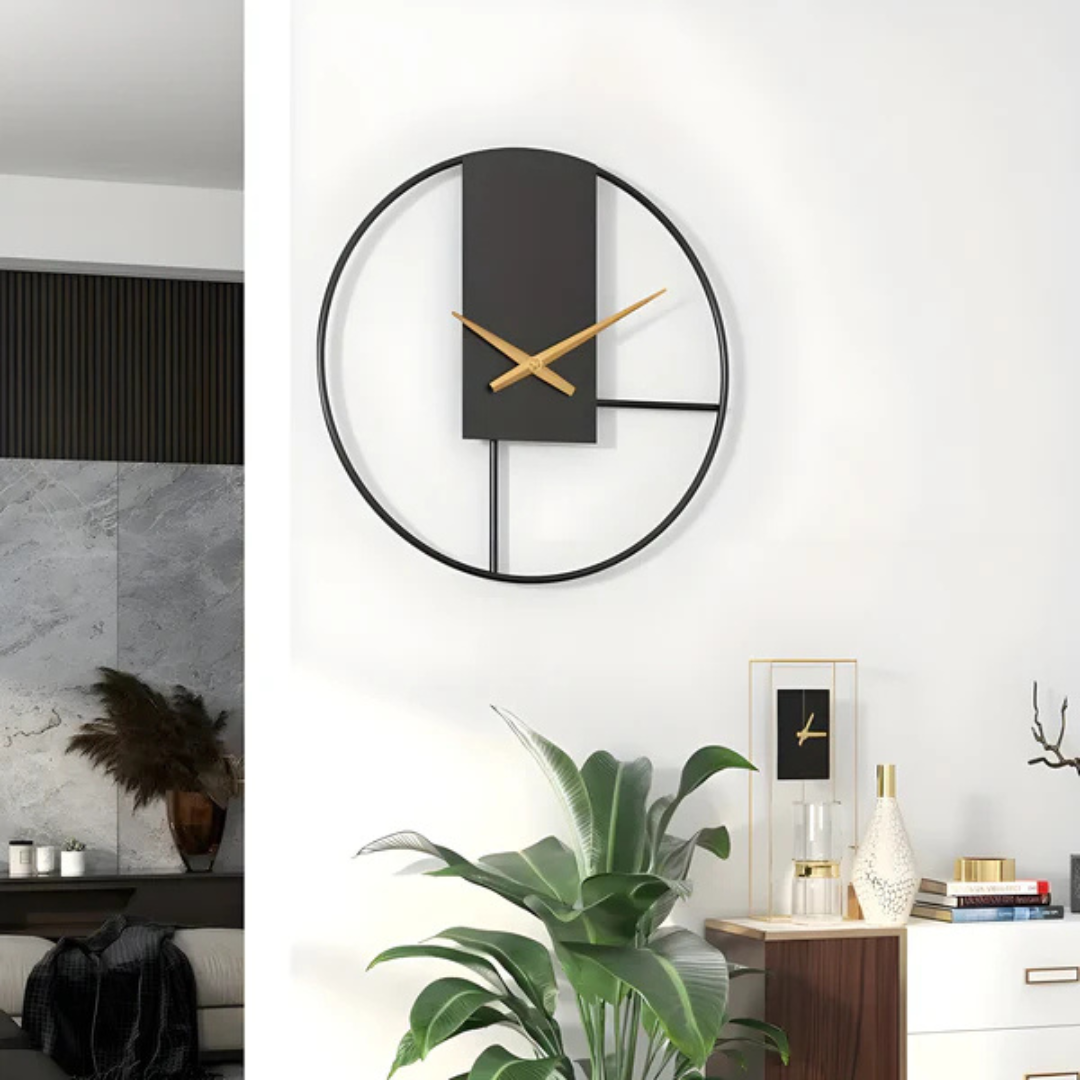 Avelena | Aurum | Minimalistische Stille Wanduhr – Stilvolle große dekorative Uhr