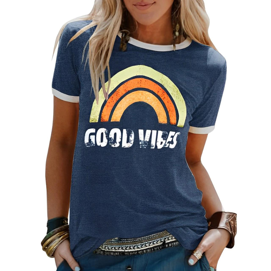 "Good Vibes" Modisches Statement-T-Shirt