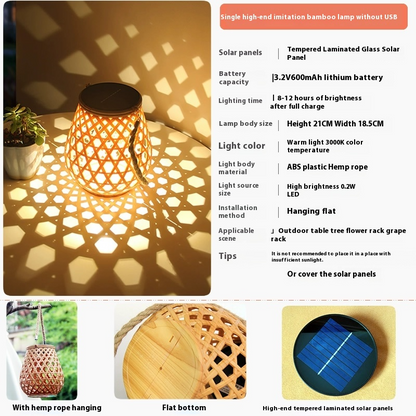 Avelena | Solar LED Rattan-Laterne – Große Außenbeleuchtung im Oval-Design für Garten und Terrasse