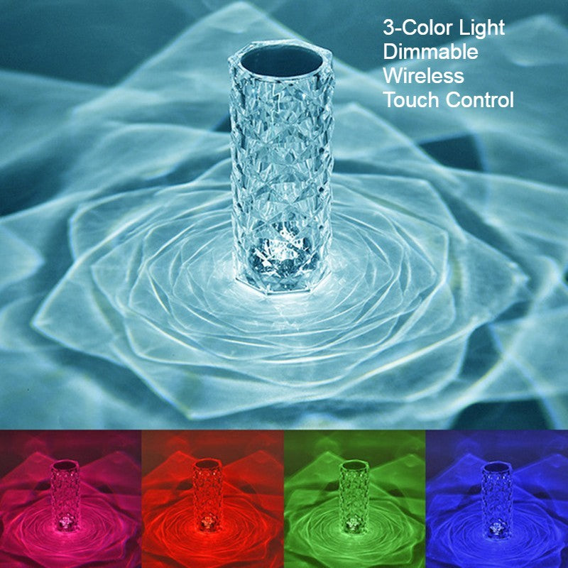 Avelena | Dekorative Kristallrose Tischlampe, mit Farbwechsel- und Dimmerdesign, für Wohnzimmer, Schlafzimmer und mehr
