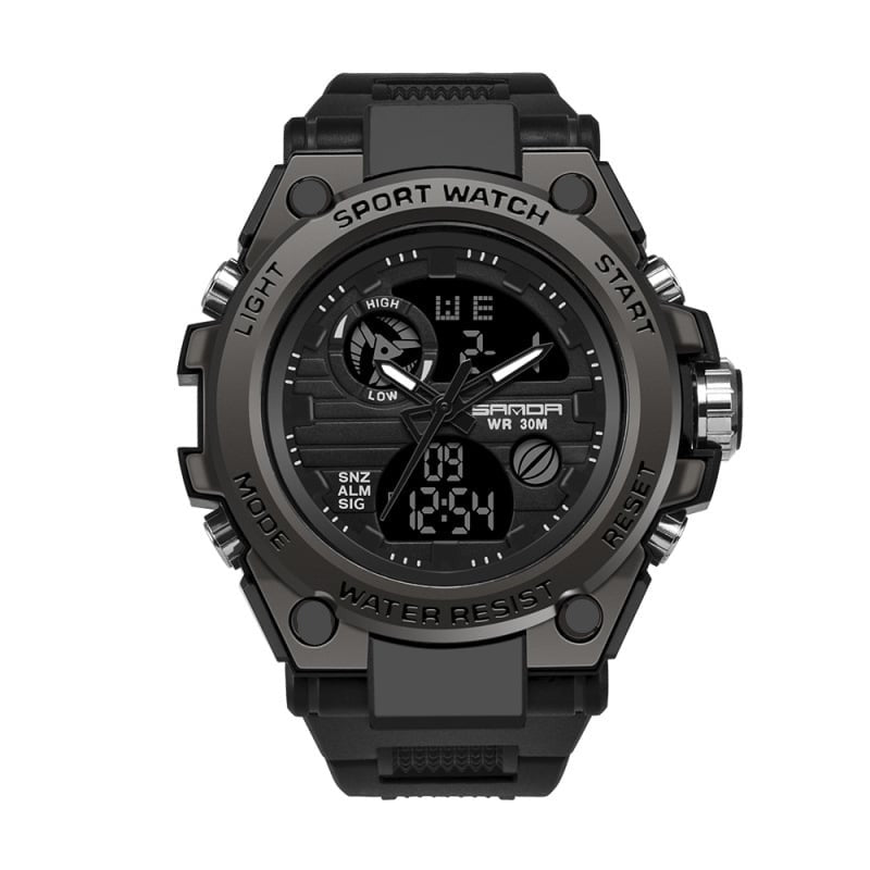 Avelena | Sportliche Dual-Display Mode Multifunktionale wasserdichte leuchtende Herrenarmbanduhr