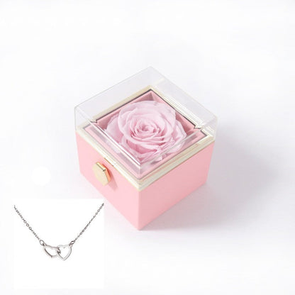 Avelena | 180° Roos Geschenkbox | Mit Gravierter Love Kette