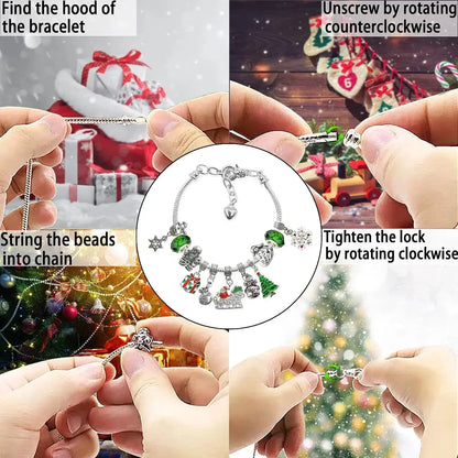Avelena | Adventskalender Schmuckset | DIY Weihnachts-Armband mit 24 Anhängern | Festliche Countdown-Idee