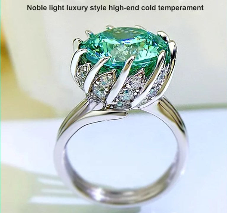 Avelena | 6 Karat Paraiba Blau-grün Lotus-Diamantring