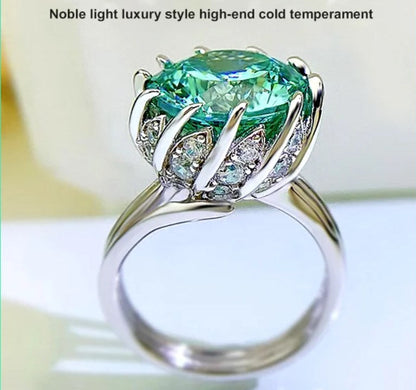 Avelena | 6 Karat Paraiba Blau-grün Lotus-Diamantring