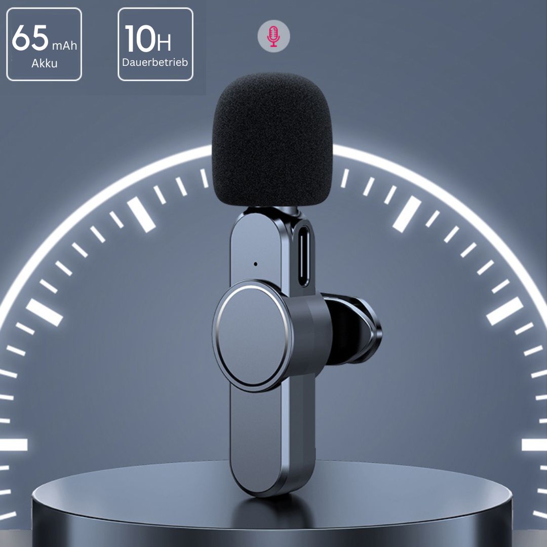Avelena | Kabelloses Mini-Mikrofon für Smartphone – Lavalier-Mikrofon mit Rauschunterdrückung & 10h Akku