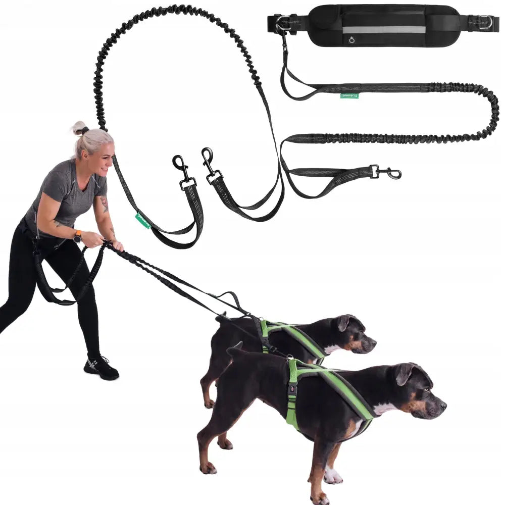 Avelena | 2X Doppelt Elastisches Band Hüfttasche für Das Laufen mit 2 Hunden Strapazierfähig