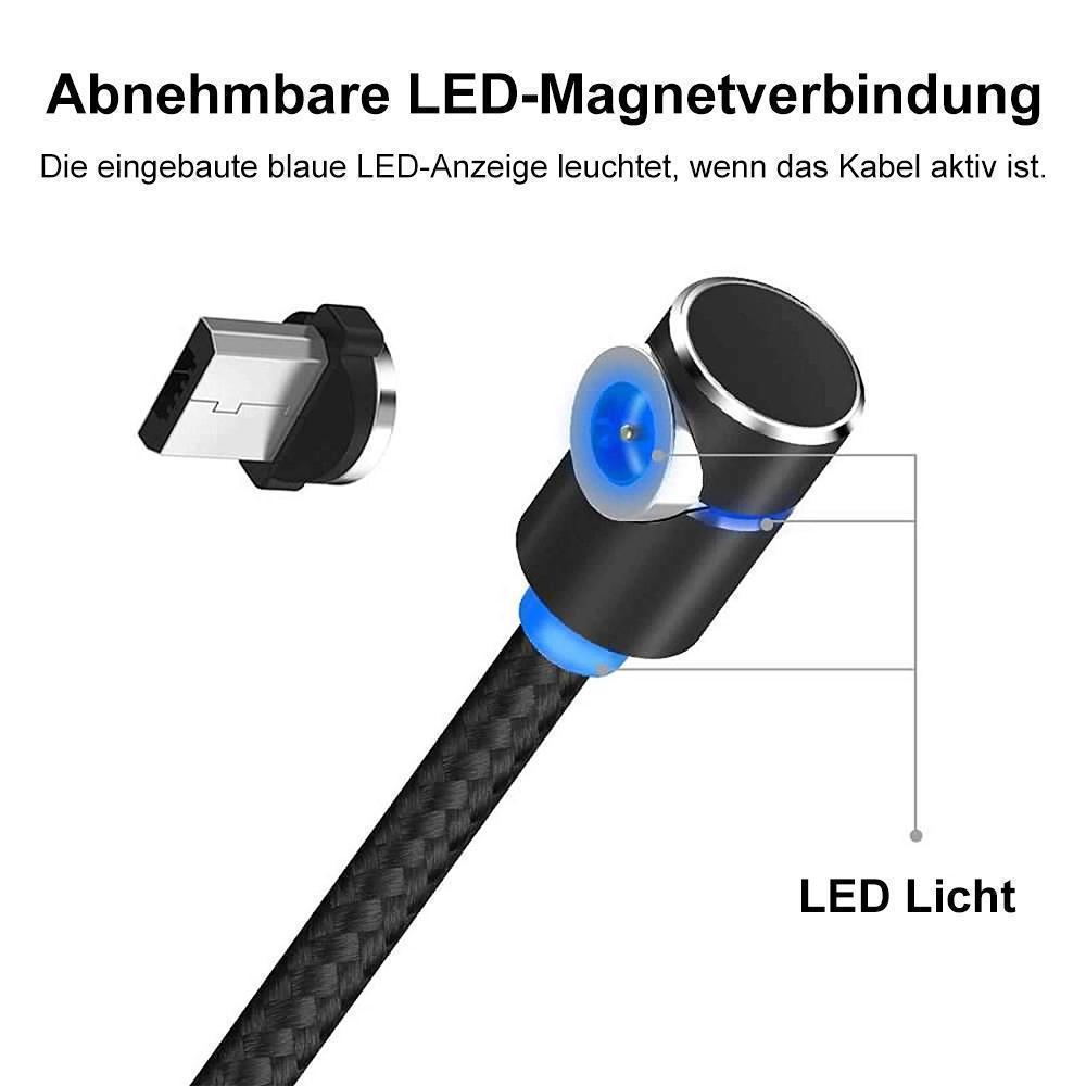 Avelena | Bequee 3 in 1 magnetisches Ladekabel für Lightning, Micro und Type C, 2m