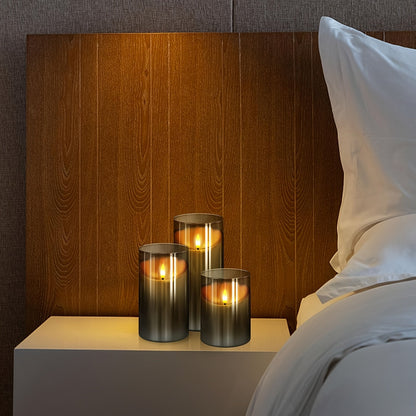 Avelena | CandleAura - LED Graue Kerzen mit realistischer Flamme