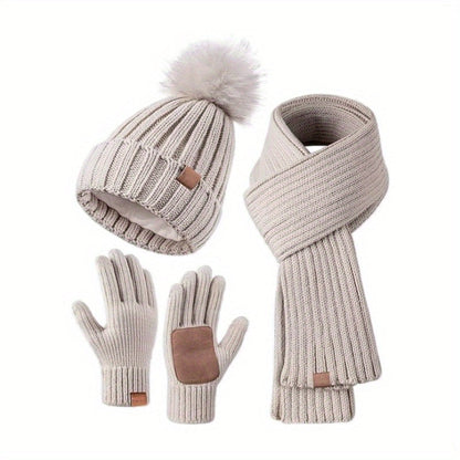 Avelena | WinterWarm 3-in-1 Set – Mütze, Schal und Touchscreen-Handschuhe