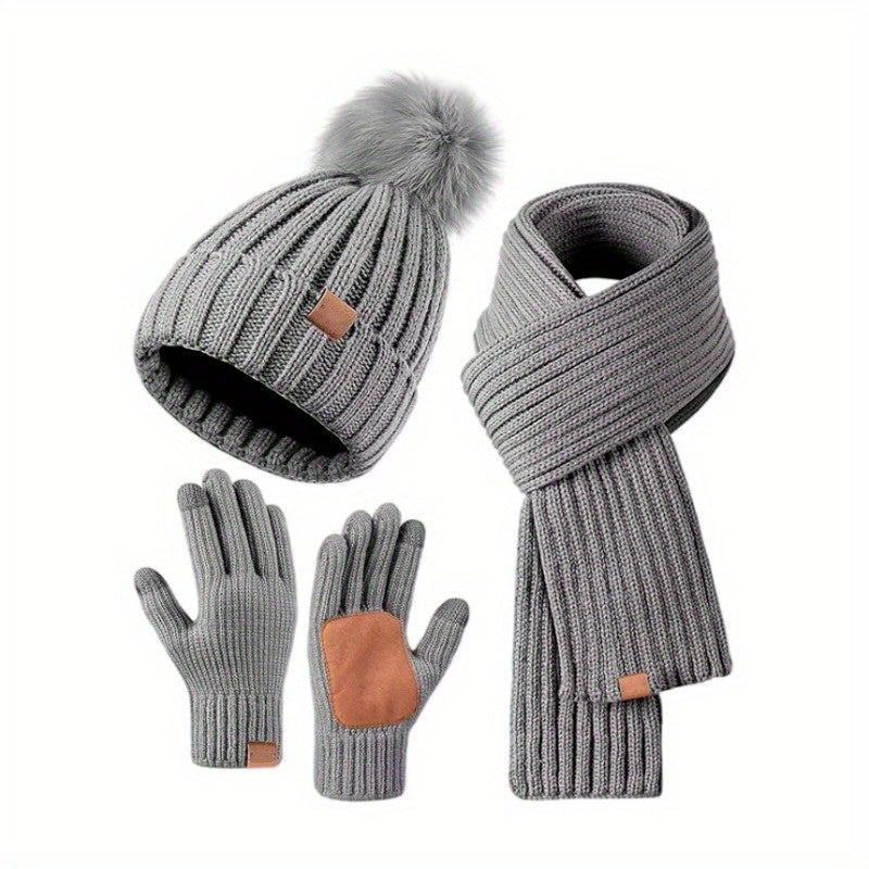 Avelena | WinterWarm 3-in-1 Set – Mütze, Schal und Touchscreen-Handschuhe