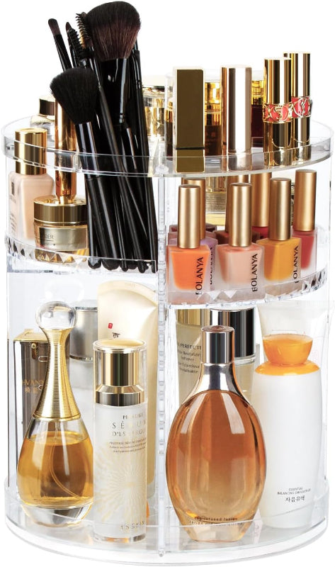 Avelena | 360° Drehender Make-Up-Spender, Verstellbare Kosmetische Aufbewahrung Mit 8 Schichten