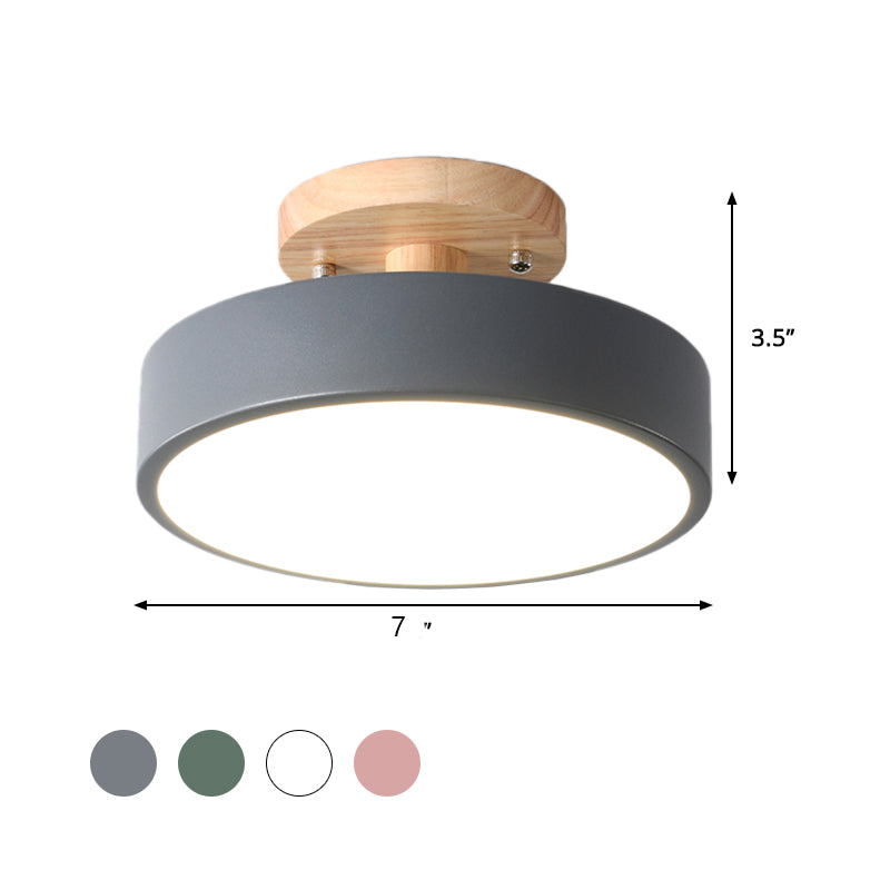Avelena | Skandinavische LED-Deckenleuchte mit Holz | Moderne Trommelform für Flure und Eingänge | Energieeffiziente Beleuchtung