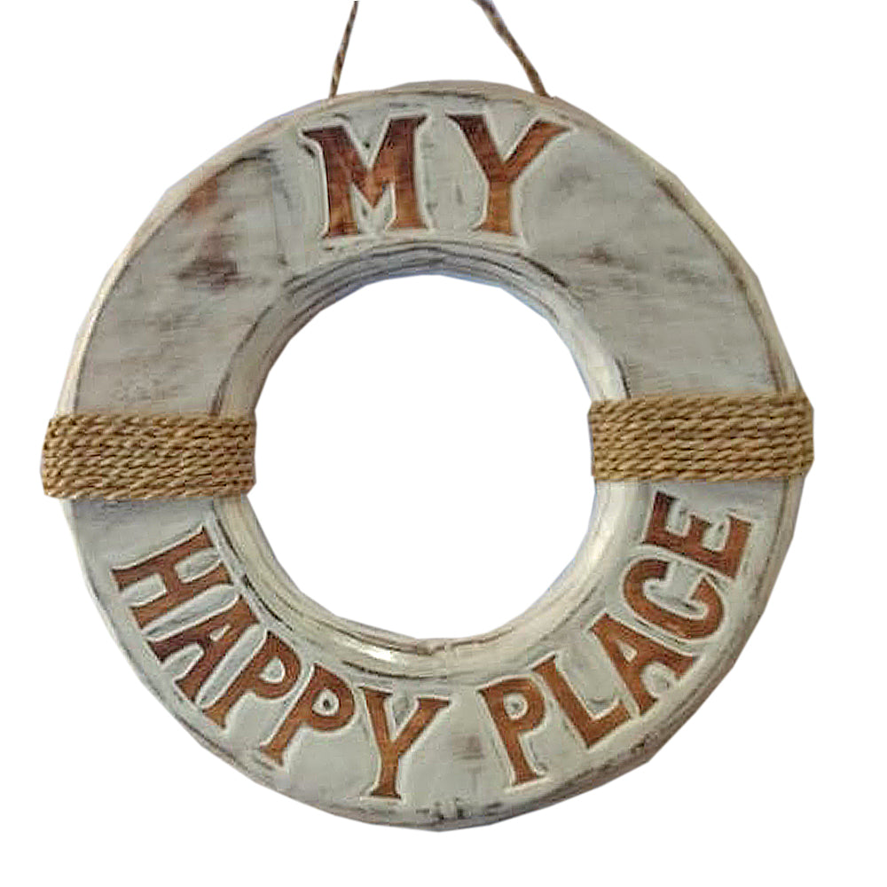 Avelena | Happy Place Holz Rettungsring Wandkunst