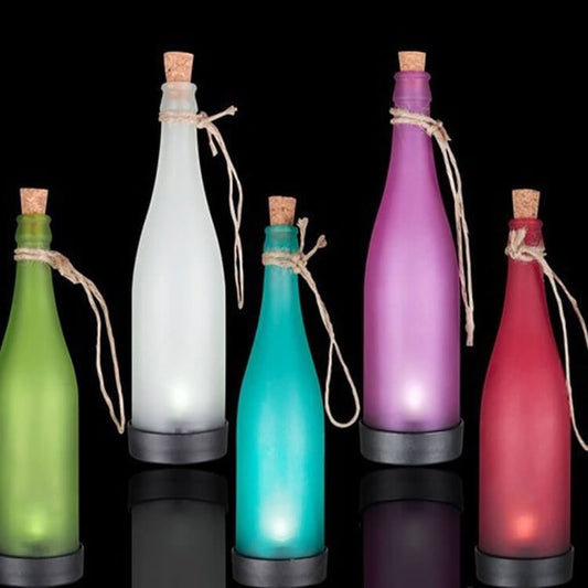Avelena | 5 Stück Solar Weinflasche Licht Außen Deko Plastik LED Hängeleuchte
