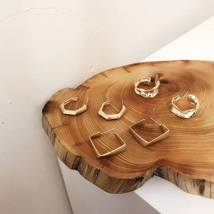 Avelena | Damen Kreis Hoop Goldene Metall Ohrringe