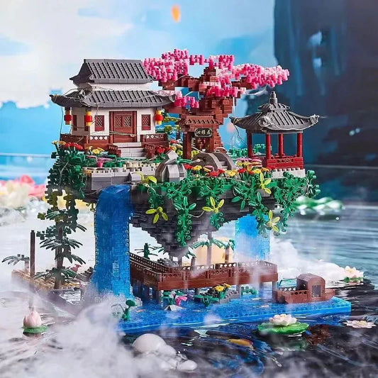 Avelena | 3320PCS Blöcke Baumhaus Diamant Gebäude Garten Architektur Wasserfall Licht DIY Ziegel Kirschblüte Spielzeug für Kinder Erwachsenen Geschenk