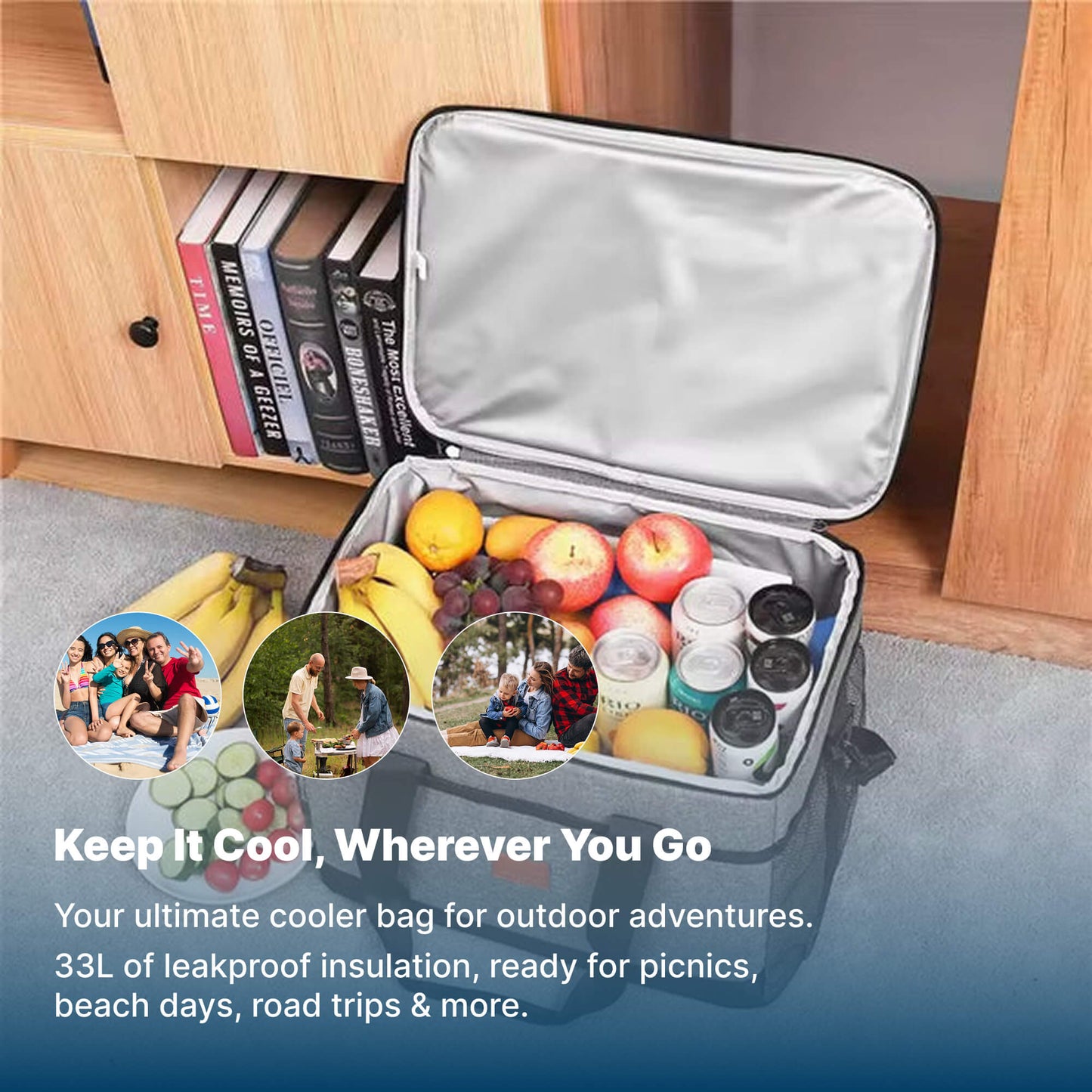 Avelena | 33L wasserdichter Kühlbeutel | Isoliert, geräumig & ideal für Picknicks, Strandtage, Wandern und Outdoor-Aktivitäten