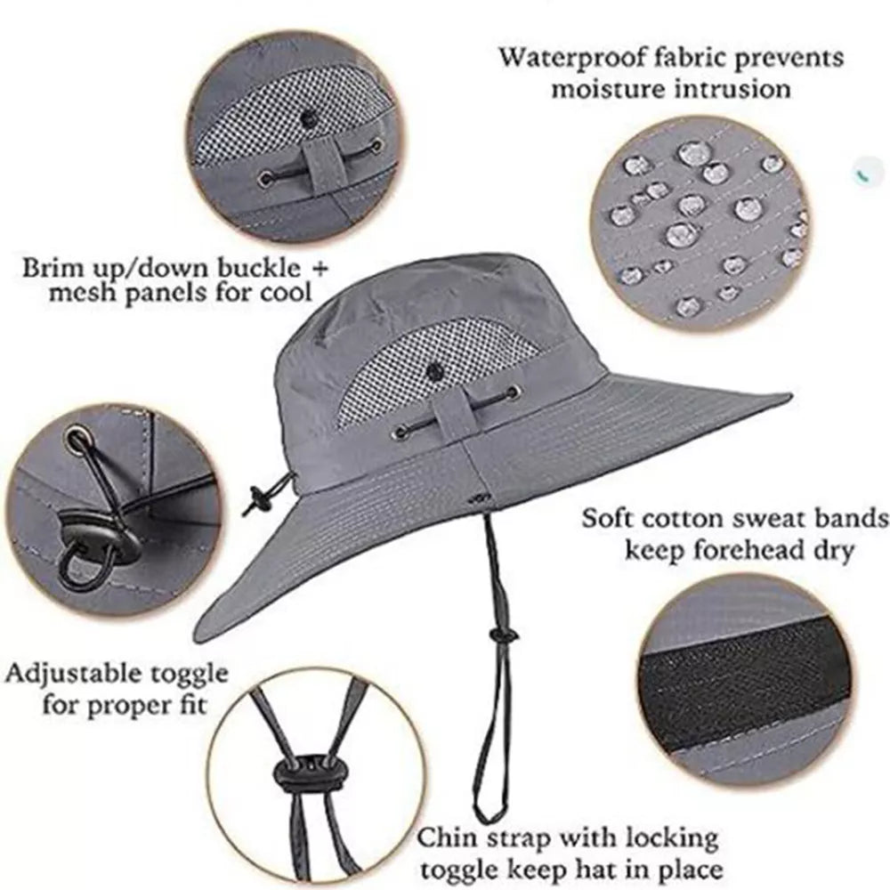 Avelena | Breiter Rand Solar Ventilator Outdoor Bucket Hat Solar & USB Aufladung